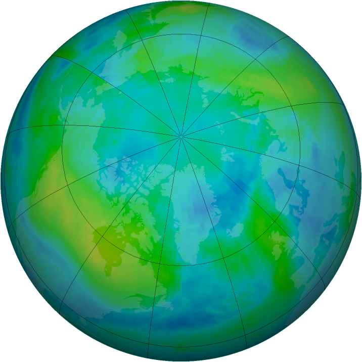Arctic ozone map for 16 October 1990